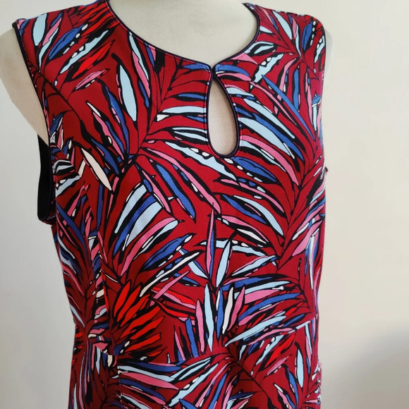 Land's End Shift Dress / Red, Blue, Aqua / Pockets / Size 16P - Picture 2 of 5
